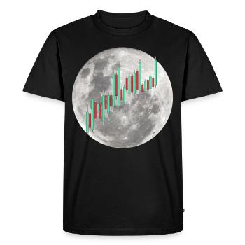 Crypto Trading Stock Chart Cot to the Moon - T-shirt Premium bio Homme - noir - Devant - Nico (187cm)
