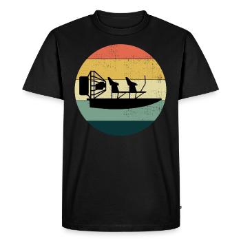 Vintage Retro Airboat Fanboat Airboating Planeboat - Men's Premium Organic T-Shirt - black - Front - Nico (187cm)