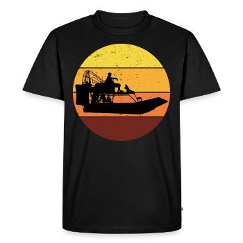 Vintage Retro Airboat Fanboat Airboating Planeboat - Men's Premium Organic T-Shirt - black - Front - Nico (187cm)