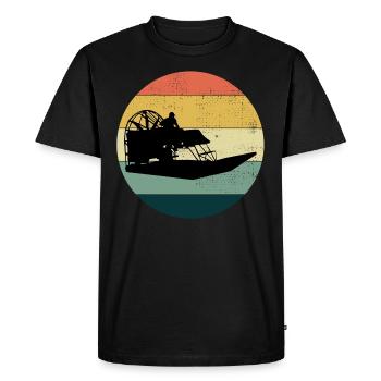 Vintage Retro Airboat Fanboat Airboating Planeboat - Men's Premium Organic T-Shirt - black - Front - Nico (187cm)