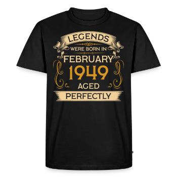 Legends Est né anniversaire en février 1949 - T-shirt Premium bio Homme - noir - Devant - Nico (187cm)