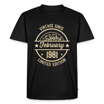 Anniversaire Vintage depuis février 1981 - T-shirt Premium bio Homme - noir - Devant - Nico (187cm)