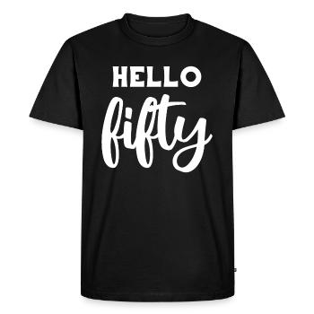 Hello Fifty III - Cadeau de 50e anniversaire - T-shirt Premium bio Homme - noir - Devant - Nico (187cm)