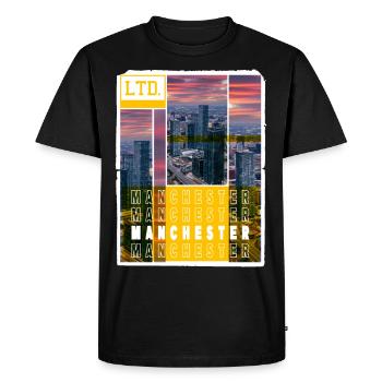 Manchester Angleterre UK City Skyline Accueil Amour - T-shirt Premium bio Homme - noir - Devant - Nico (187cm)