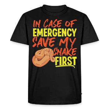 Snake Serpent In Case Of Emergency - Men's Premium Organic T-Shirt - black - Front - Nico (187cm)