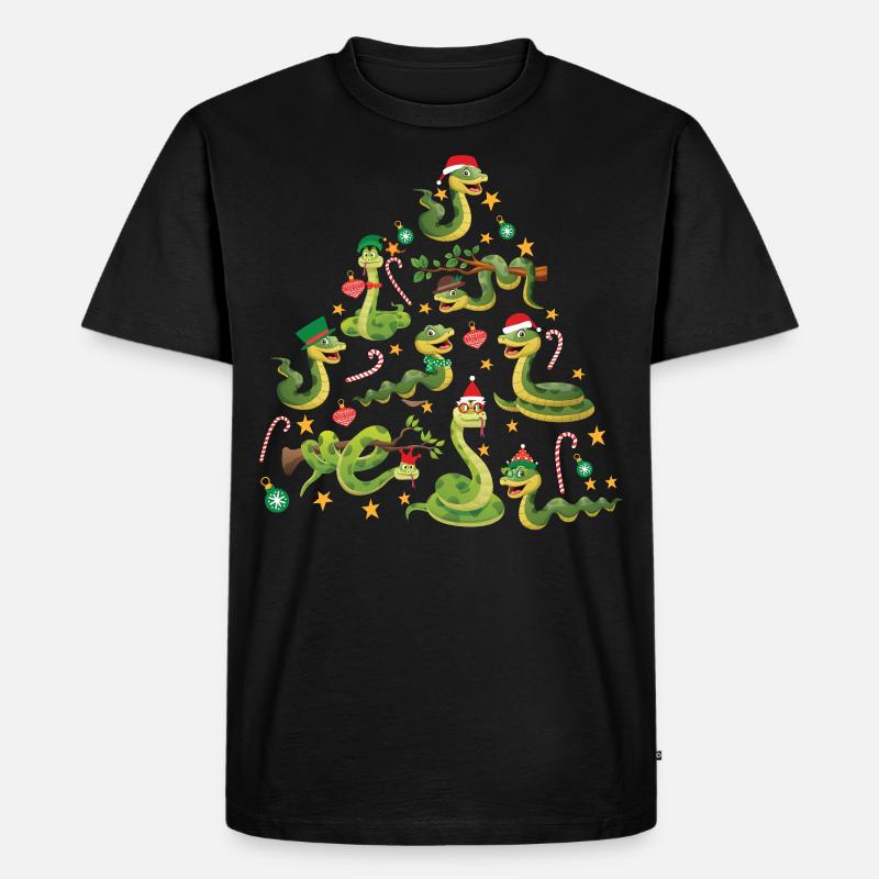 Snake Serpent Christmas Tree - Männer Premium Bio T-Shirt - Schwarz