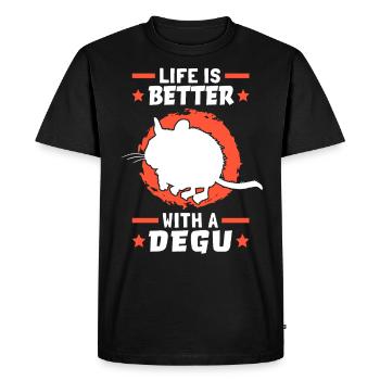 La vie est meilleure avec Degus Ordinary Degu - T-shirt Premium bio Homme - noir - Devant - Nico (187cm)