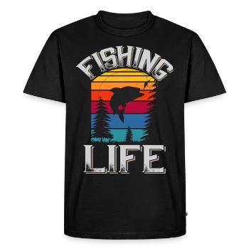 Pêche Pêcheur Poisson Pêche Vie Hobby Nature - T-shirt Premium bio Homme - noir - Devant - Nico (187cm)