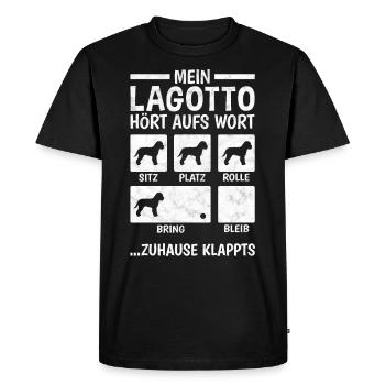 Lagotto Romagnolo Hundetricks Wasserhund - Männer Premium Bio T-Shirt - Schwarz - Vorne - Nico (187cm)