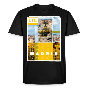 Madrid Spain City Skyline Holiday Love - Men's Premium Organic T-Shirt - black - Front - Nico (187cm)