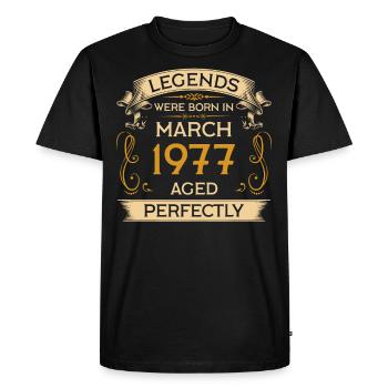 Birthday Legends est né en mars 1977 - T-shirt Premium bio Homme - noir - Devant - Nico (187cm)