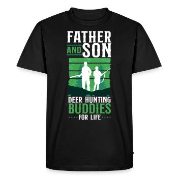 Cerf chasse chasseur père - T-shirt Premium bio Homme - noir - Devant - Nico (187cm)