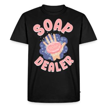 Fabrication de savon Artisanat Marchand de savon - T-shirt Premium bio Homme - noir - Devant - Nico (187cm)