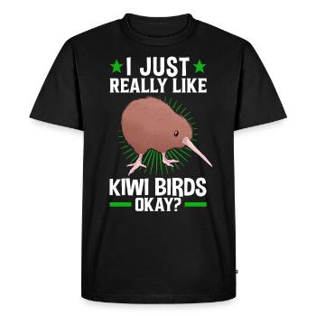 J’aime juste le bouquet de bécassine d’oiseau kiwi - T-shirt Premium bio Homme - noir - Devant - Nico (187cm)