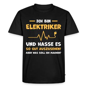 Elektriker Elektroniker Elektrotechnik Humor - Männer Premium Bio T-Shirt - Schwarz - Vorne - Nico (187cm)