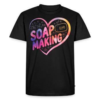 Soap Making Crafting Heart - Men's Premium Organic T-Shirt - black - Front - Nico (187cm)