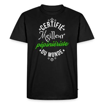 Certifié Meilleur Pépiniériste du monde - T-shirt Premium bio Homme - noir - Devant - Nico (187cm)