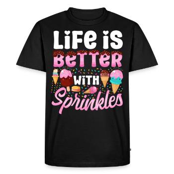 Cône de crème glacée Popsicle La vie est - T-shirt Premium bio Homme - noir - Devant - Nico (187cm)