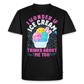 Crème glacée Je me demande si la crème glacée - T-shirt Premium bio Homme - noir - Devant - Nico (187cm)