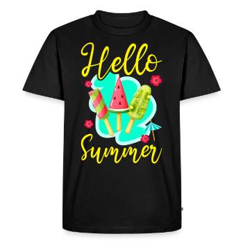 Ice Cream Popsicle Hello Summer - Men's Premium Organic T-Shirt - black - Front - Nico (187cm)