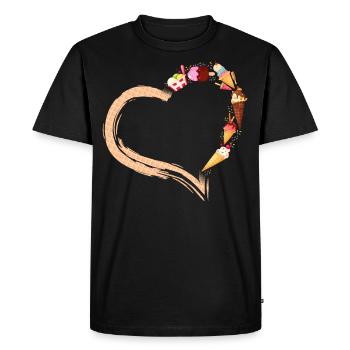 Ice Cream Heart Cone Popsicle - Men's Premium Organic T-Shirt - black - Front - Nico (187cm)