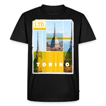 Turin Torino Italy City Skyline Holiday Love - Men's Premium Organic T-Shirt - black - Front - Nico (187cm)
