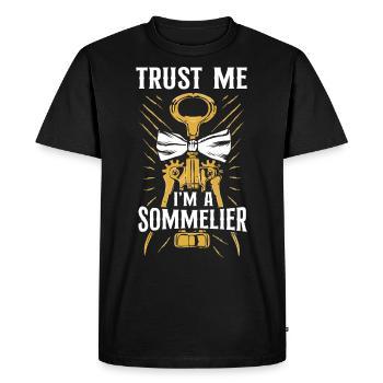 Dégustation de vin de sommelier - T-shirt Premium bio Homme - noir - Devant - Nico (187cm)
