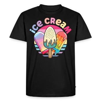 Ice Cream Cone Popsicle Retro Ice - Men's Premium Organic T-Shirt - black - Front - Nico (187cm)