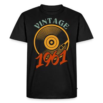 61 birthday born in 1961 - Men's Premium Organic T-Shirt - black - Front - Nico (187cm)