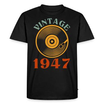 75 birthday born in 1947 - Men's Premium Organic T-Shirt - black - Front - Nico (187cm)