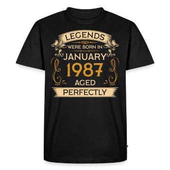 Birthday Legends est né en janvier 1987 - T-shirt Premium bio Homme - noir - Devant - Nico (187cm)