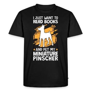 Coup de Pinscher nain et lecture de Pinscher - T-shirt Premium bio Homme - noir - Devant - Nico (187cm)