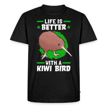La vie est meilleure avec un oiseau kiwi - T-shirt Premium bio Homme - noir - Devant - Nico (187cm)
