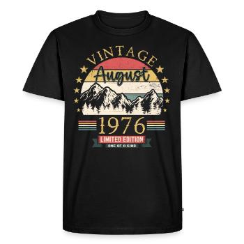 Original August Vintage 1976 Birthday Gift - Men's Premium Organic T-Shirt - black - Front - Nico (187cm)