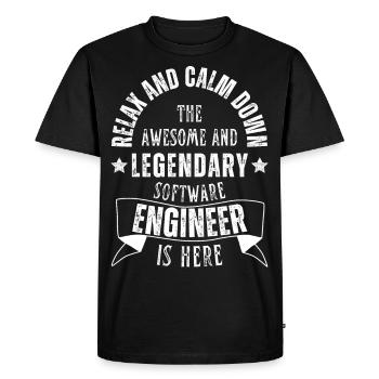 Legendary software engineer is a profession here - Men's Premium Organic T-Shirt - black - Front - Nico (187cm)