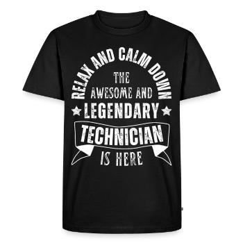 Relax le technicien légendaire est rétro - T-shirt Premium bio Homme - noir - Devant - Nico (187cm)