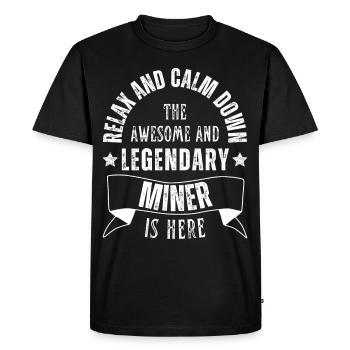 Relax the Legendary Miner is retro here - Men's Premium Organic T-Shirt - black - Front - Nico (187cm)