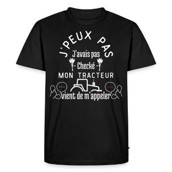 J'AVAIS pas Checké Mon Tracteur m'appelle - T-shirt Premium bio Homme - noir - Devant - Nico (187cm)