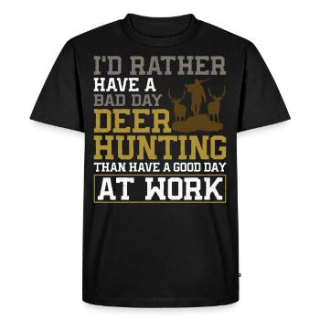 Chasseur de cerfs buck J’aurais - T-shirt Premium bio Homme - noir - Devant - Nico (187cm)