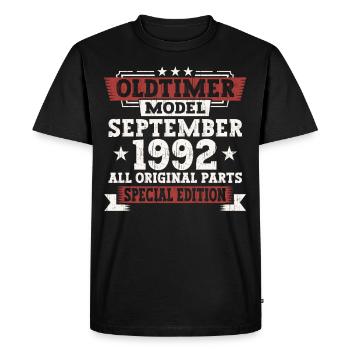 Oldtimer September 1992 30th birthday gift - Men's Premium Organic T-Shirt - black - Front - Nico (187cm)