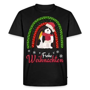 Bobtail Noël Chien de berger anglais - T-shirt Premium bio Homme - noir - Devant - Nico (187cm)