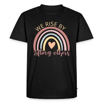 We Rise By Lifting Others II - Men's Premium Organic T-Shirt - black - Front - Nico (187cm)