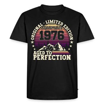 Original September 1976 46th Birthday Gift - Men's Premium Organic T-Shirt - black - Front - Nico (187cm)
