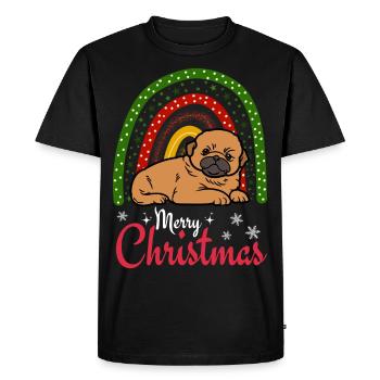 Doux chiot pékinois Noël Kawaii - T-shirt Premium bio Homme - noir - Devant - Nico (187cm)