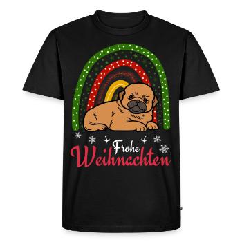 Doux chiot pékinois Noël Kawaii - T-shirt Premium bio Homme - noir - Devant - Nico (187cm)