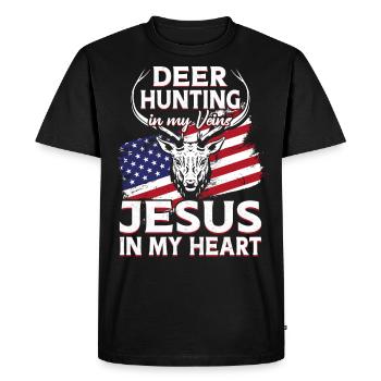 Chasseur de cerfs Buck Jesus - T-shirt Premium bio Homme - noir - Devant - Nico (187cm)