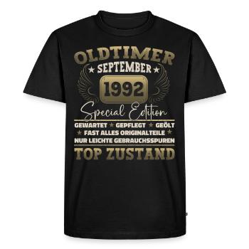 Oldtimer September 1992 30th birthday Geschen - Men's Premium Organic T-Shirt - black - Front - Nico (187cm)