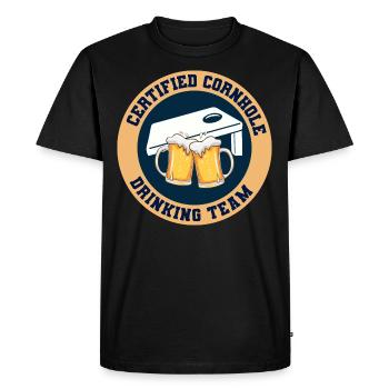 Cornhole Drinking Bean Bag Toss Jeu de pelouse en plein air - T-shirt Premium bio Homme - noir - Devant - Nico (187cm)