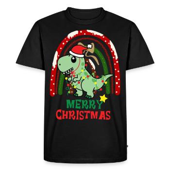 Dinosaure de Noël Kawaii - T-shirt Premium bio Homme - noir - Devant - Nico (187cm)