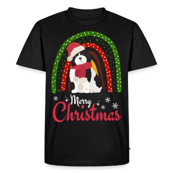 Bobtail Noël Chien de berger anglais - T-shirt Premium bio Homme - noir - Devant - Nico (187cm)